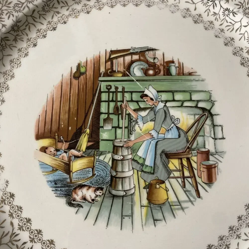 Taylor Smith Taylor 10521 Homestead Collection 22 Kt Gold 3 plates/1 platter